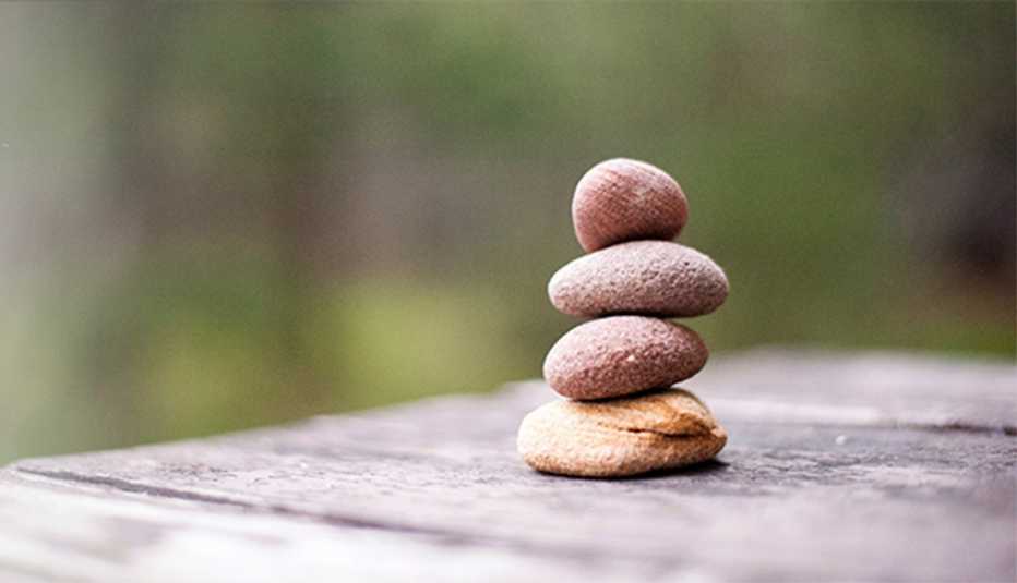 A close-up view of a stack of rocks